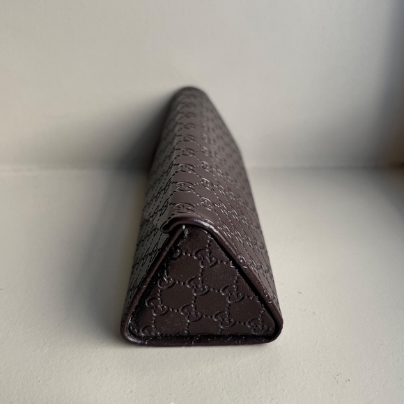 NWOT Gucci Slim Tri-Fold Leather Collapsible Hard Glasses Case - Brown - Picture 2 of 7